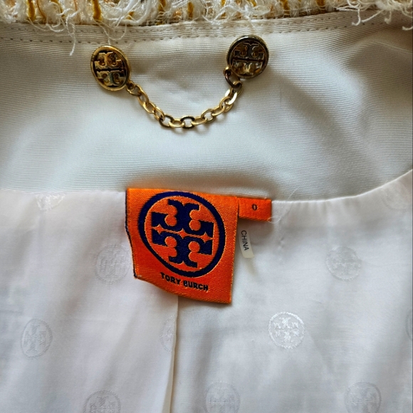Tory Burch cream and gold tweed jacket size 0 - Picture 2 of 2